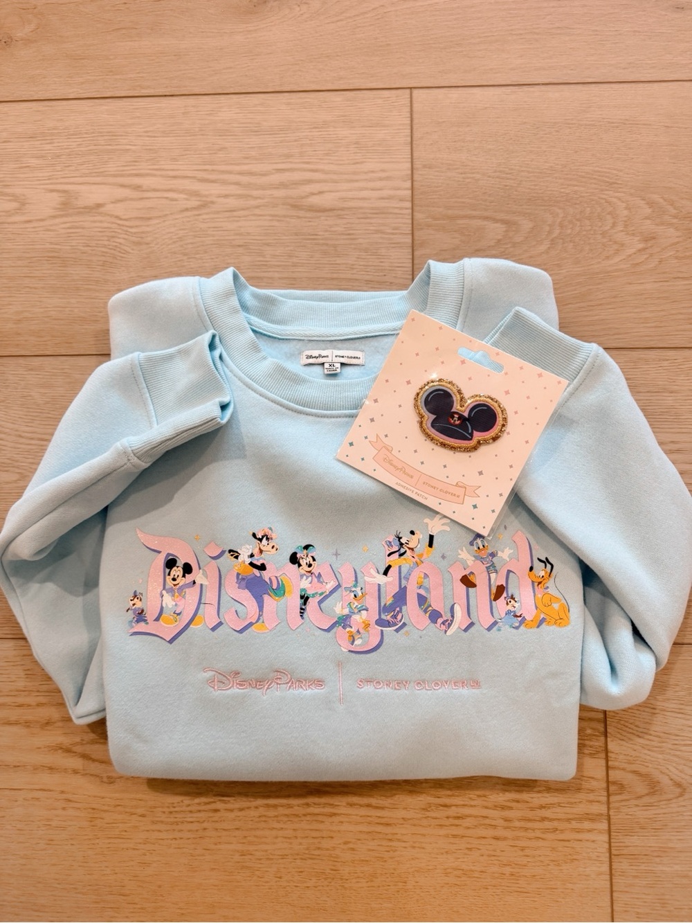 Disneyland 70th Anniversary Stoney Clover Lane Sweatshirt/Patch Bundle XL